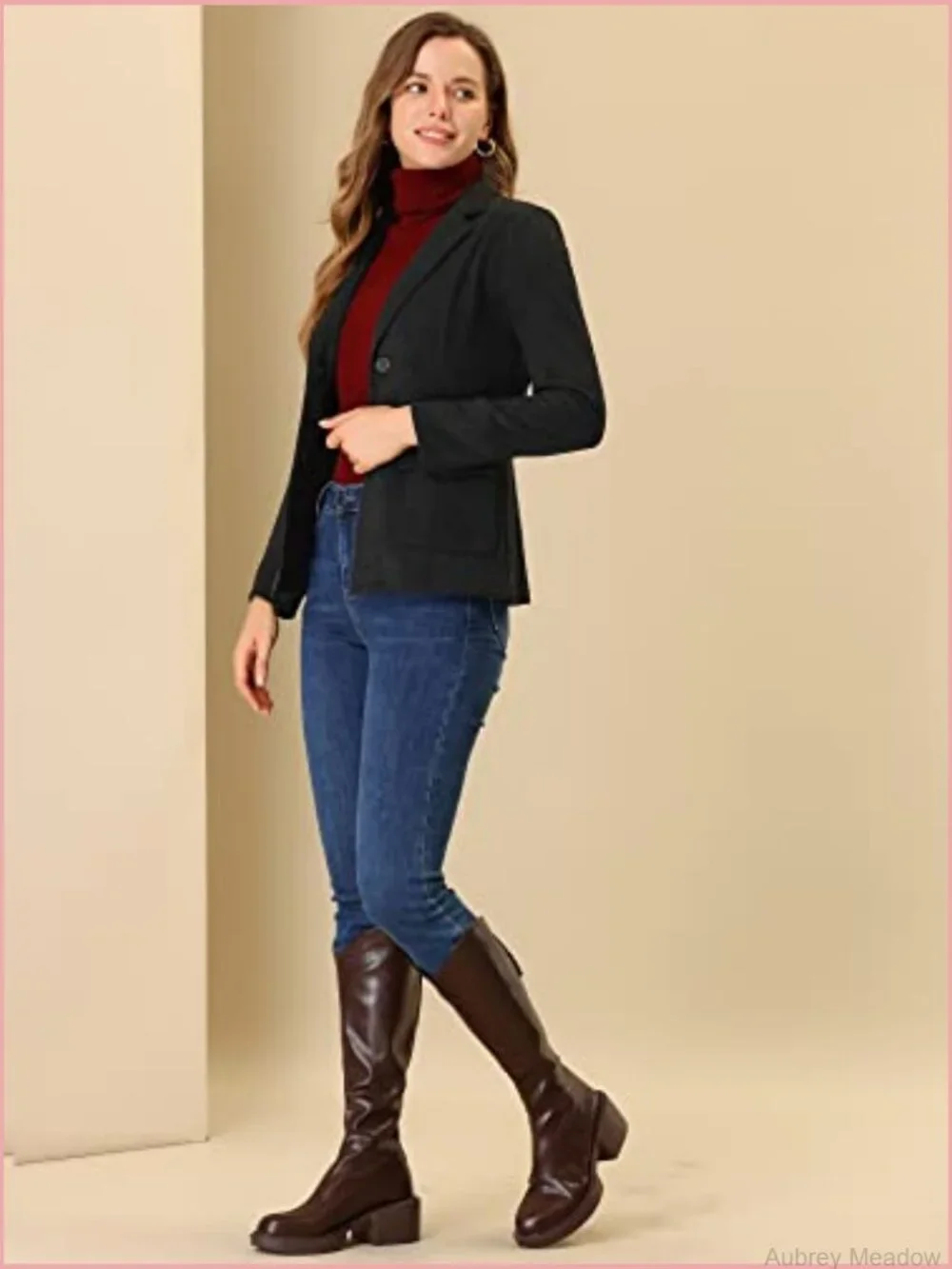 Faux Suede Blazer Belted Lapel Single Breasted Work Jacket